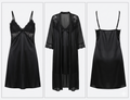 2-Piece Lace-Panel Chemise & Robe Set