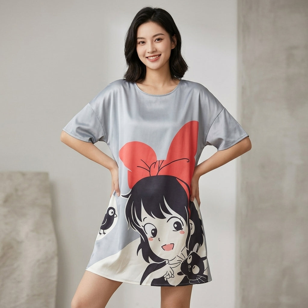 Oversized Cartoon Graphic Nightshirt