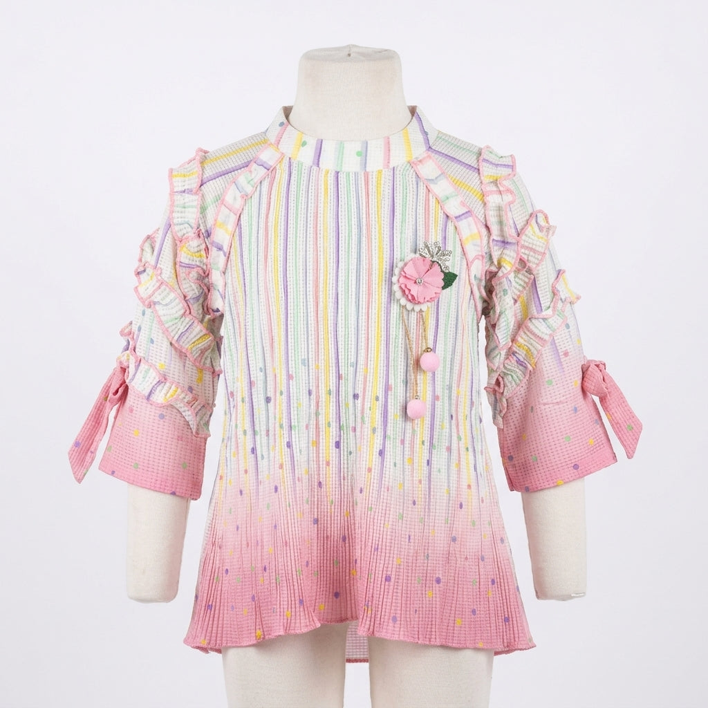 Girls Lace Hem Flare Co-ord Set  Kids 2Pc Codset