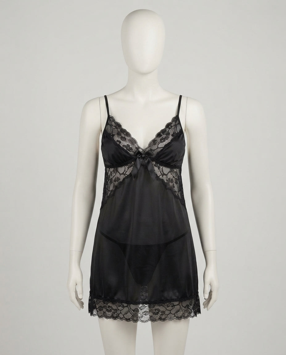 Graceful Strappy Sleepwear with Lace Hem (35239)