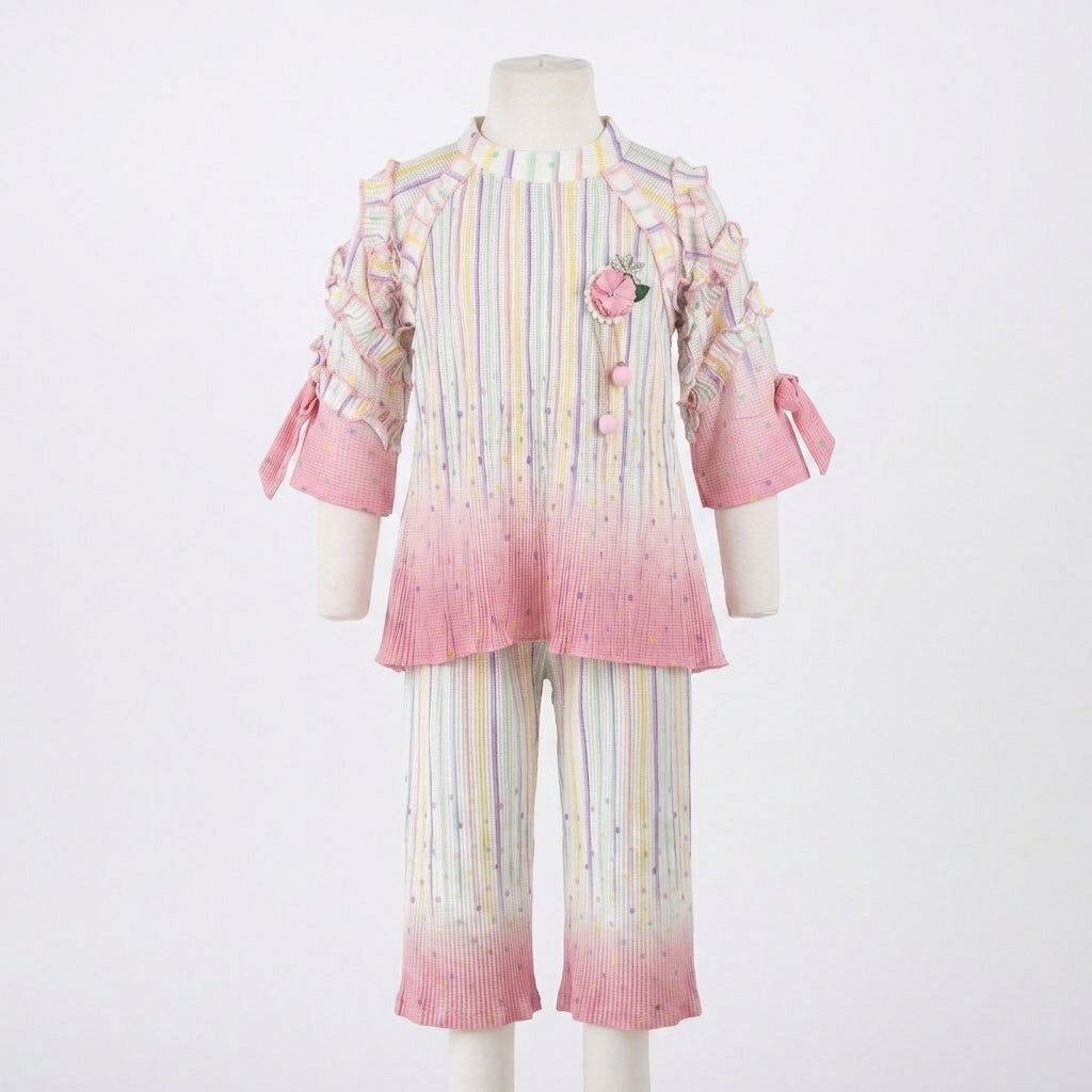 Girls Lace Hem Flare Co-ord Set  Kids 2Pc Codset