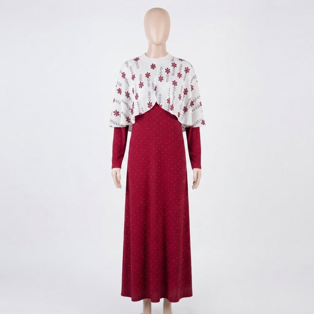 Elegant High-Neck Cape & Maxi Set (VG1690)