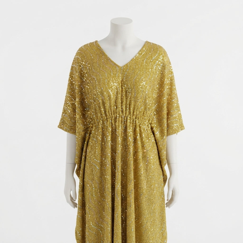 Crystal Brooch Draped Gown (000201)