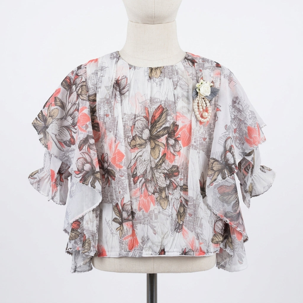 Floral Butterfly Pleated Set (D4802)