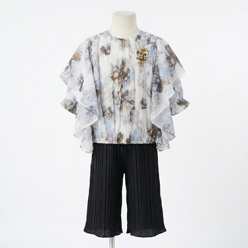 Floral Butterfly Pleated Set (D4802)