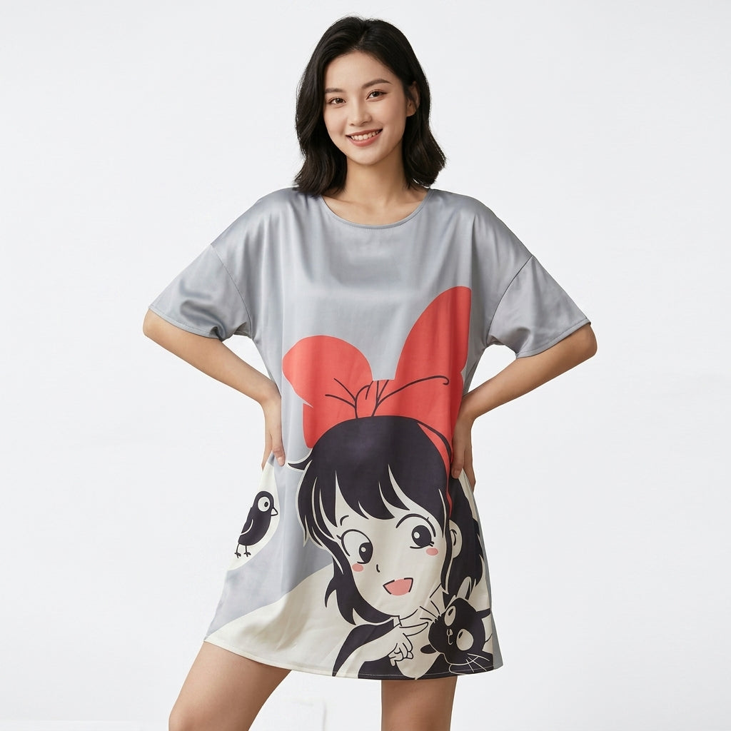 Oversized Cartoon Graphic Nightshirt