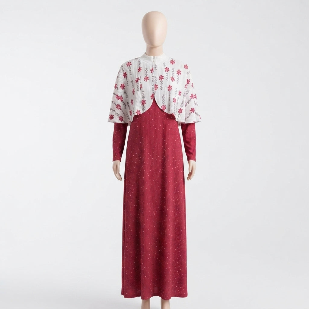 Elegant High-Neck Cape & Maxi Set (VG1690)