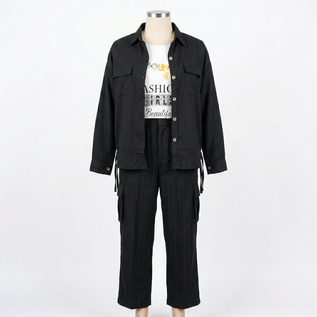 Casual Pocketed Shacket Set (VG-1014)