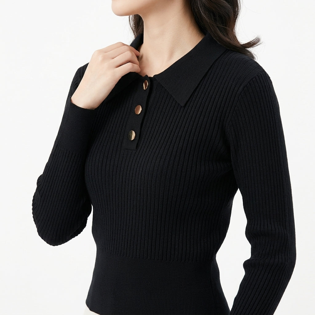 Buttoned Polo Knit (S-159)