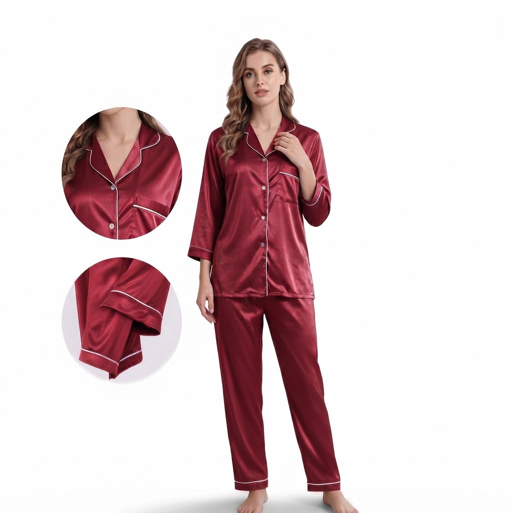 Classic Tailored Satin Pajama Set