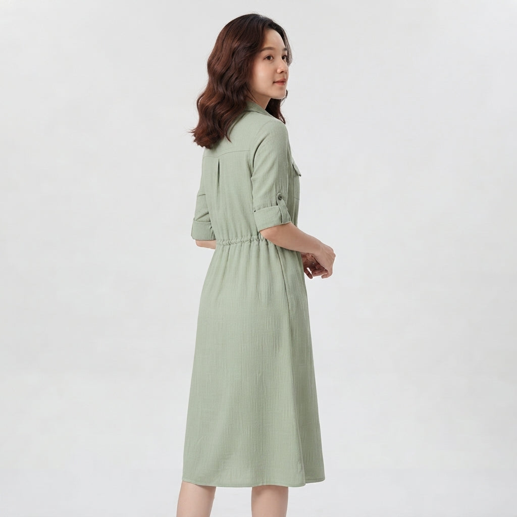 Pocket Detail Button-Up Dress (LC-266)