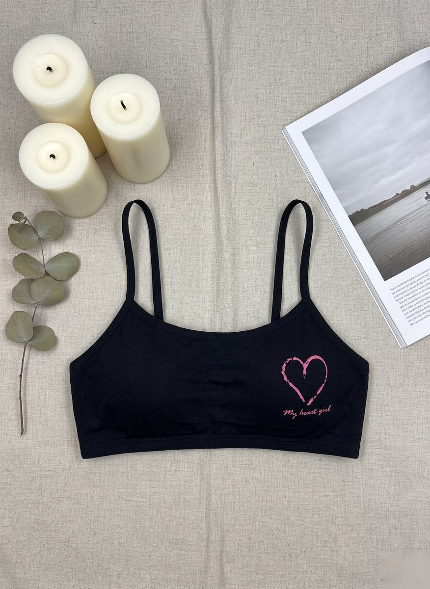 Heart Accent Everyday Bra - Black