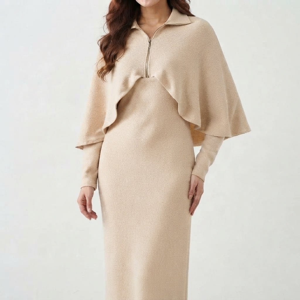 Layered Zip Collared Gown (VG-1719)