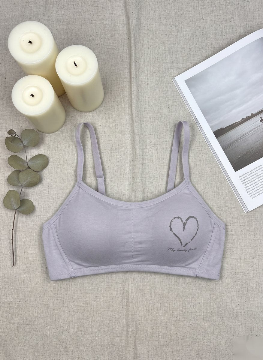 Heart Accent Everyday Bra - Gray