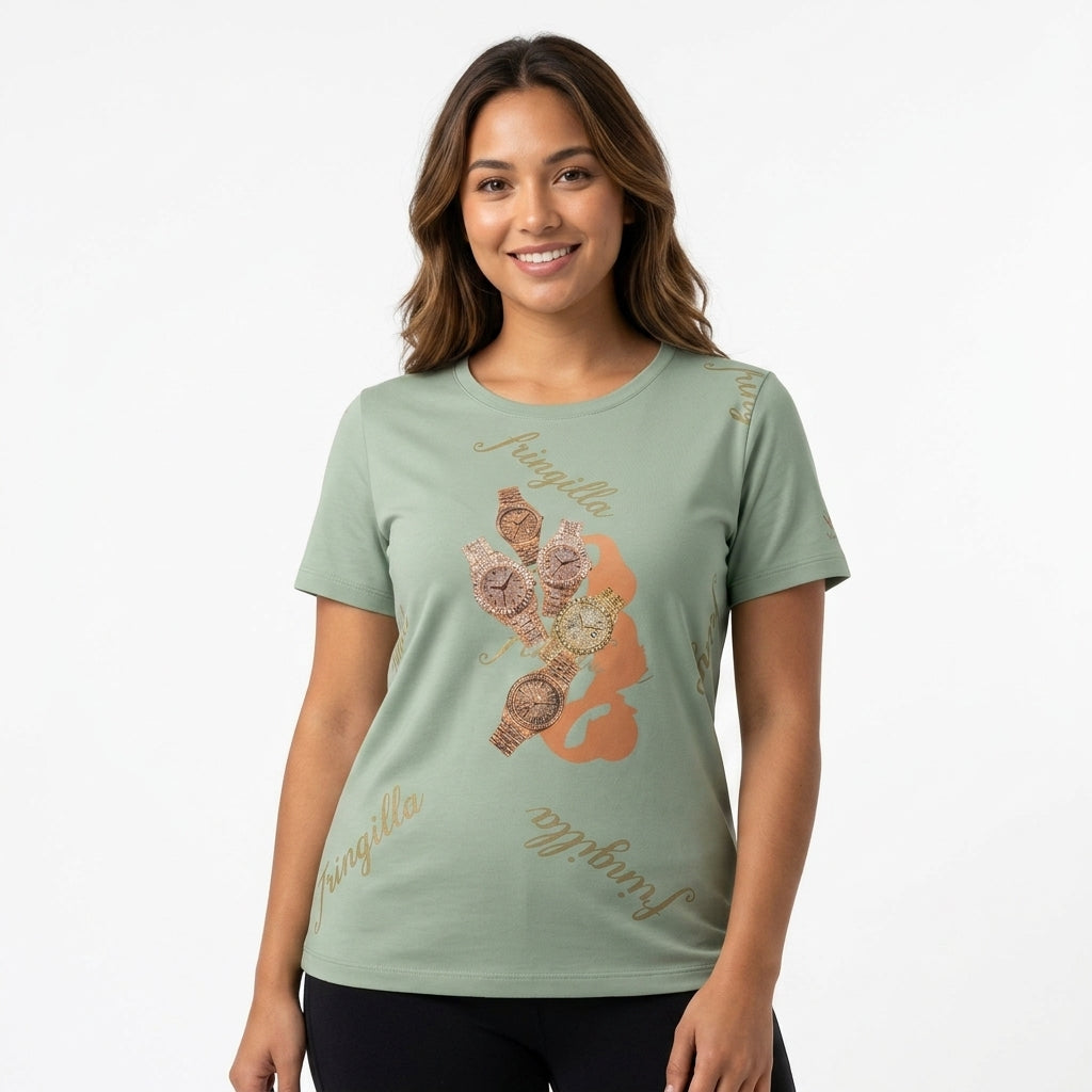 Graphic Print Crewneck Top (509)