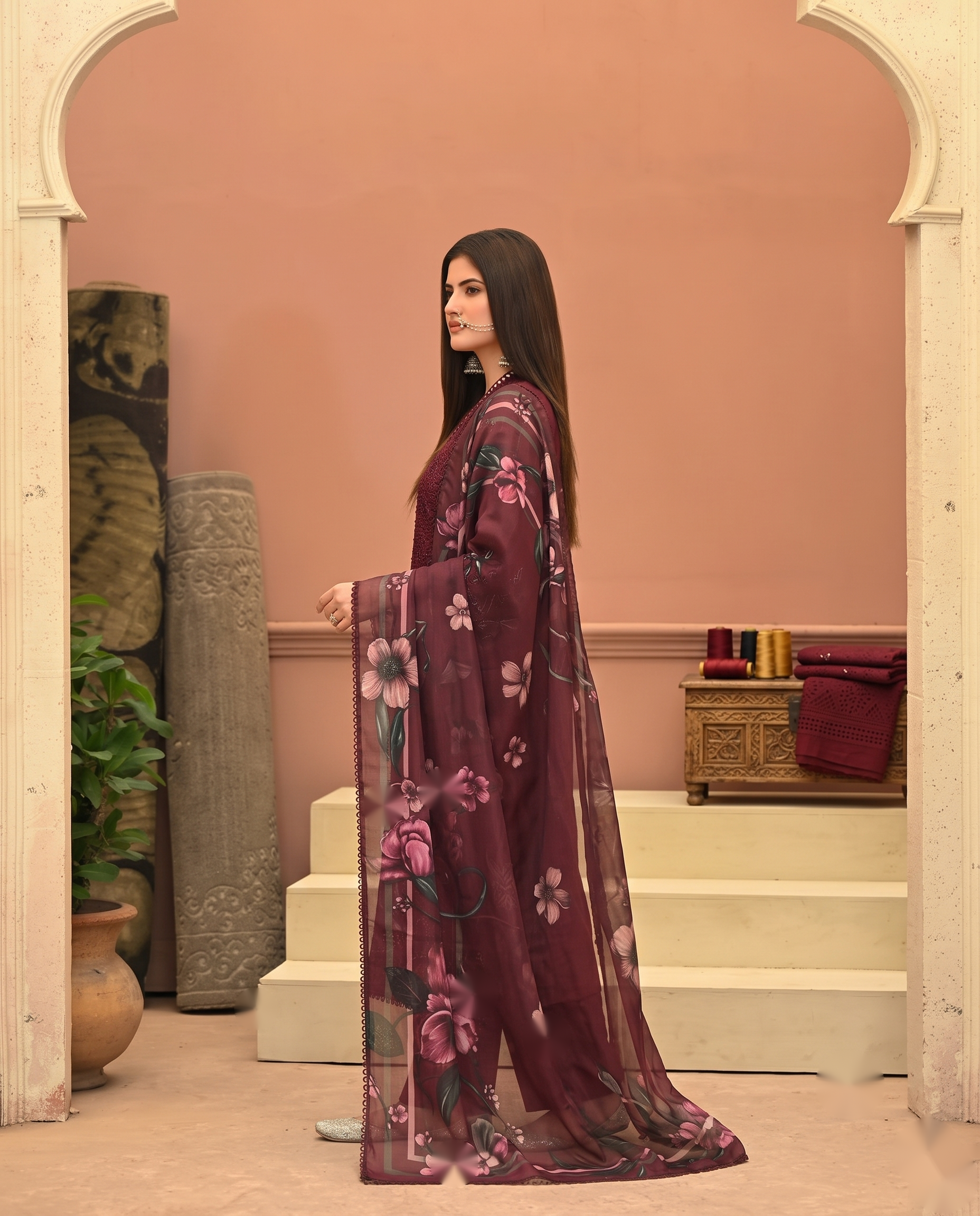 3 Piece Embroidered Cambric Suit