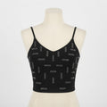 Sparkle Motif V-Neck Crop Top (2427)