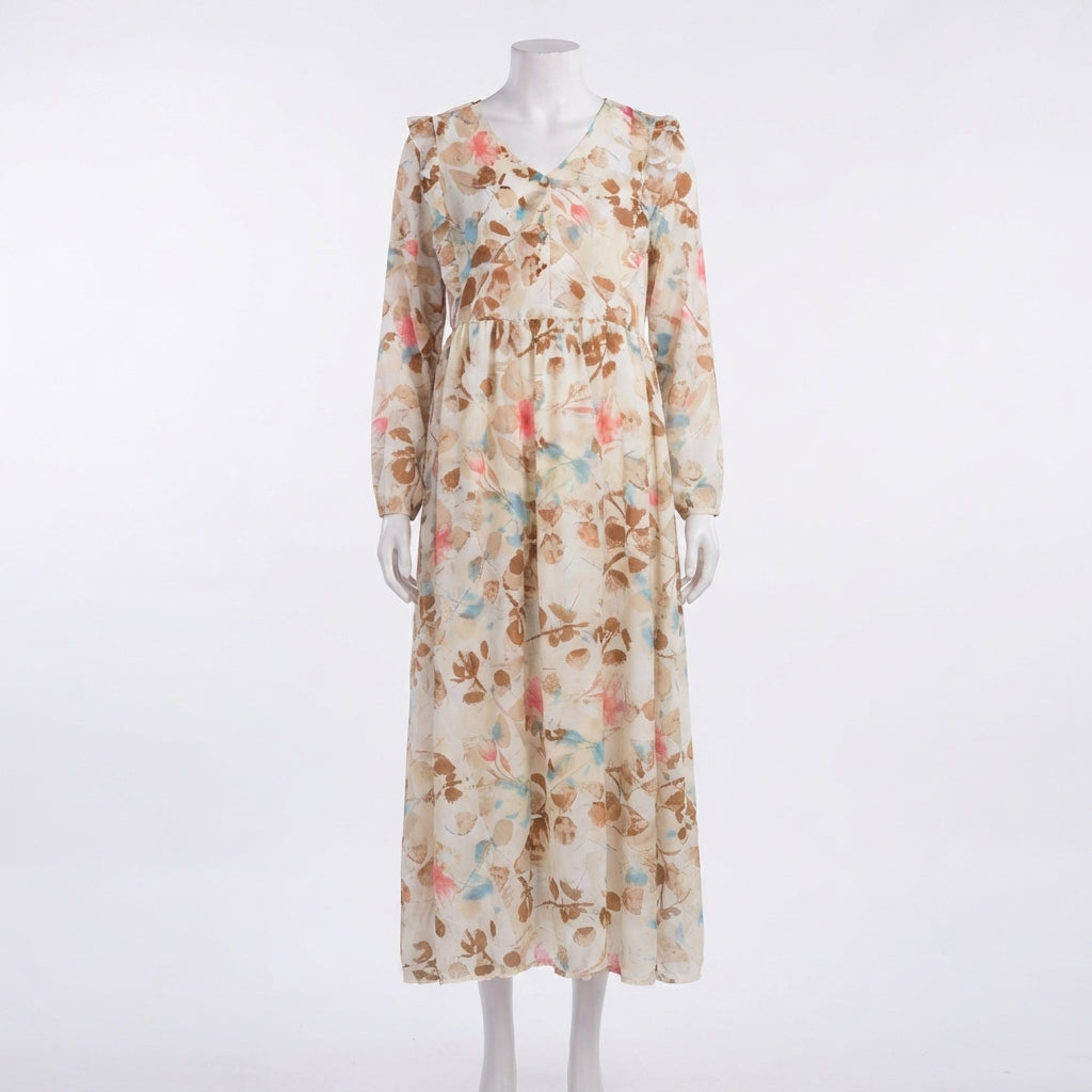 V-Neck Long-Sleeve Gown (A-226)
