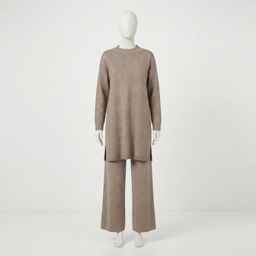 Letter Print Knit Co-ord Set (2088)