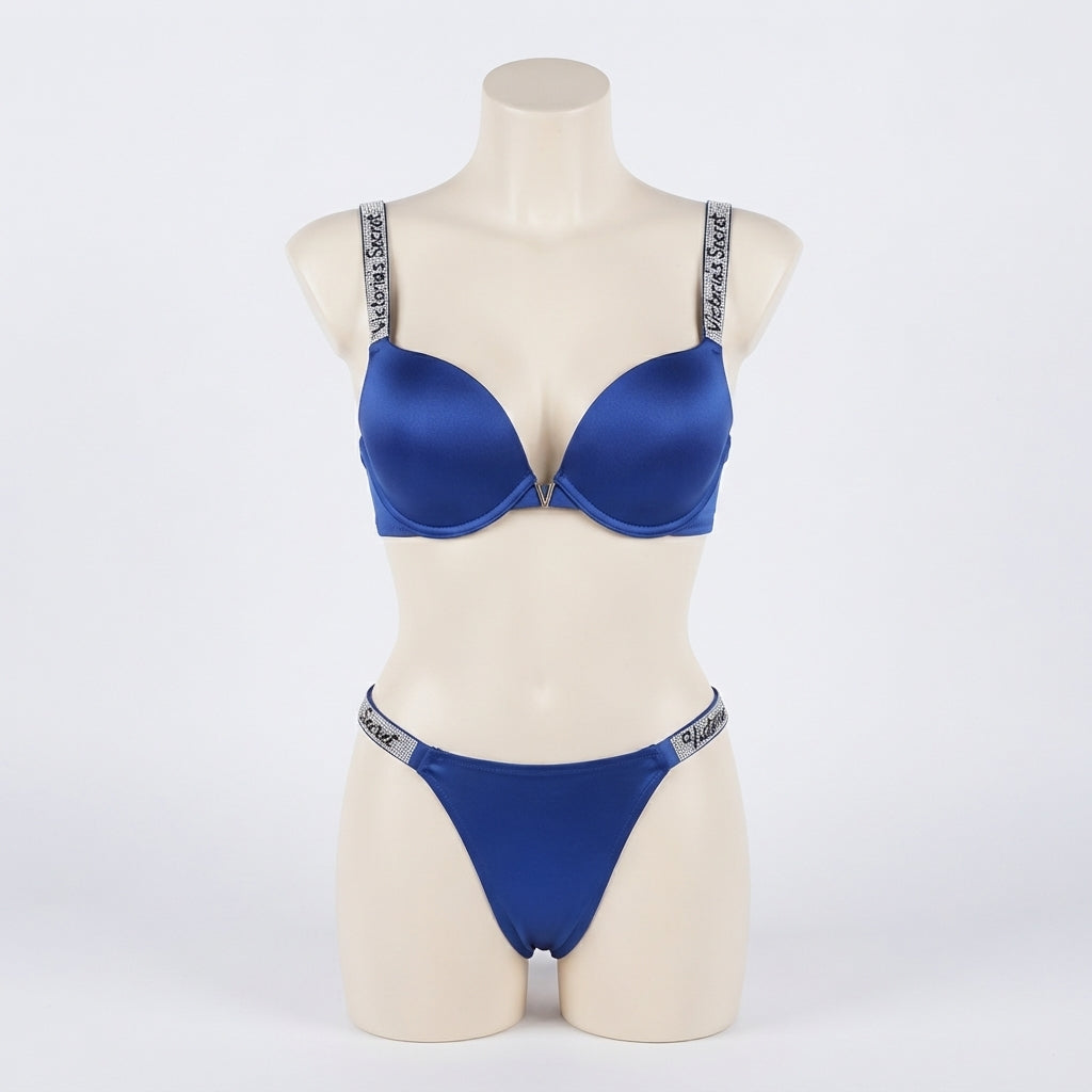 Crystal Logo Band Bra and Panty Set (68-812)