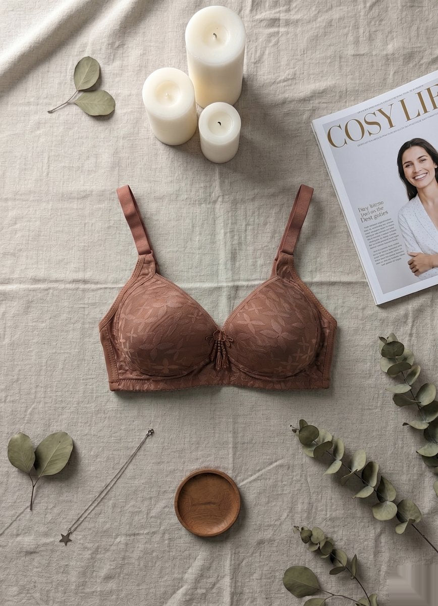 Ribbed Cotton Daily Bra - Brown/Gray