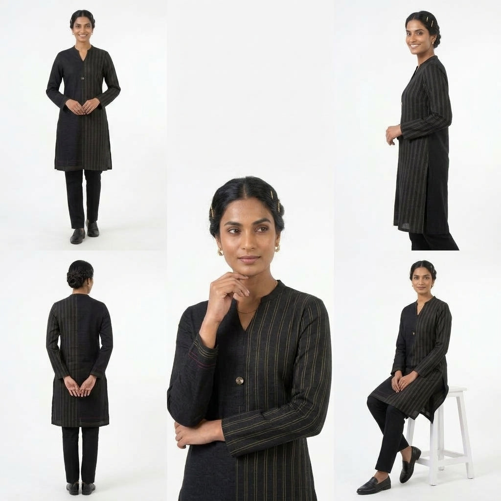 Mandarin Collar Long-Sleeve Tunic (Top-2)