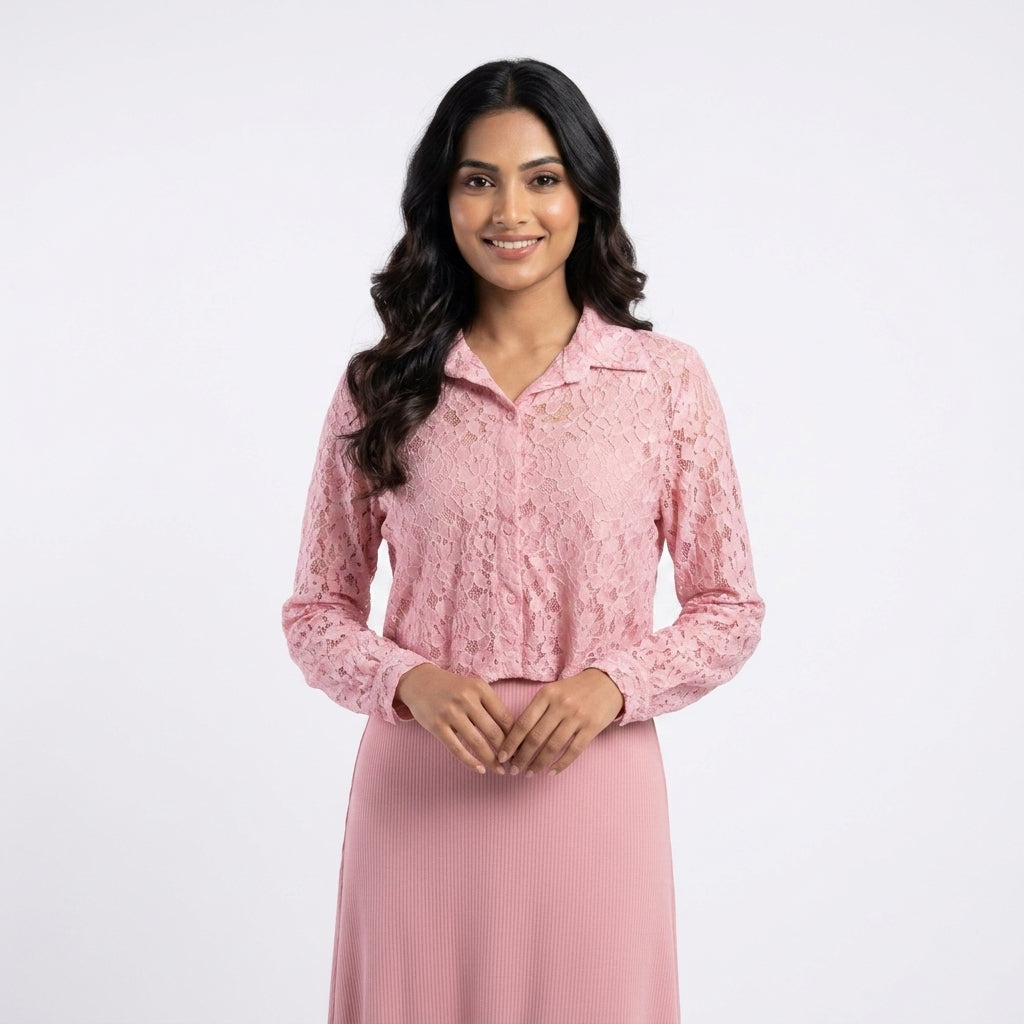 Long-Sleeve Lace Shrug and Dress Combo (A-249)