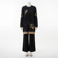 Fluffy Knit Sweater and Trousers Set (690658)