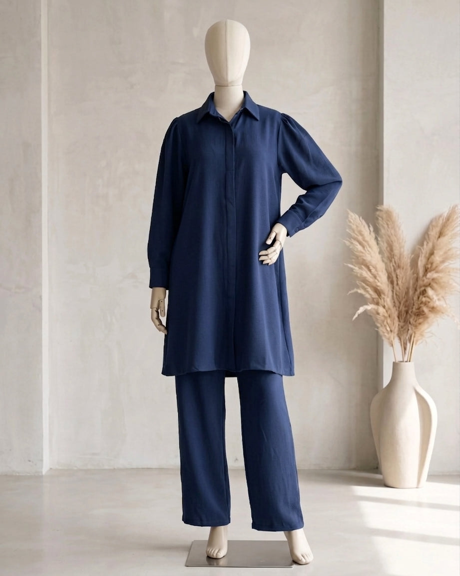 Two-Piece Button-Down Shirt and Trouser Set