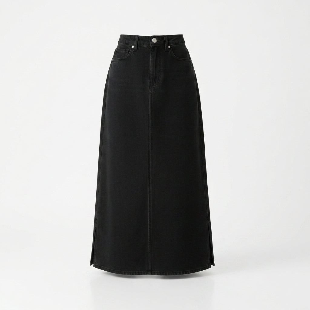 Denim Skirt Side Cut