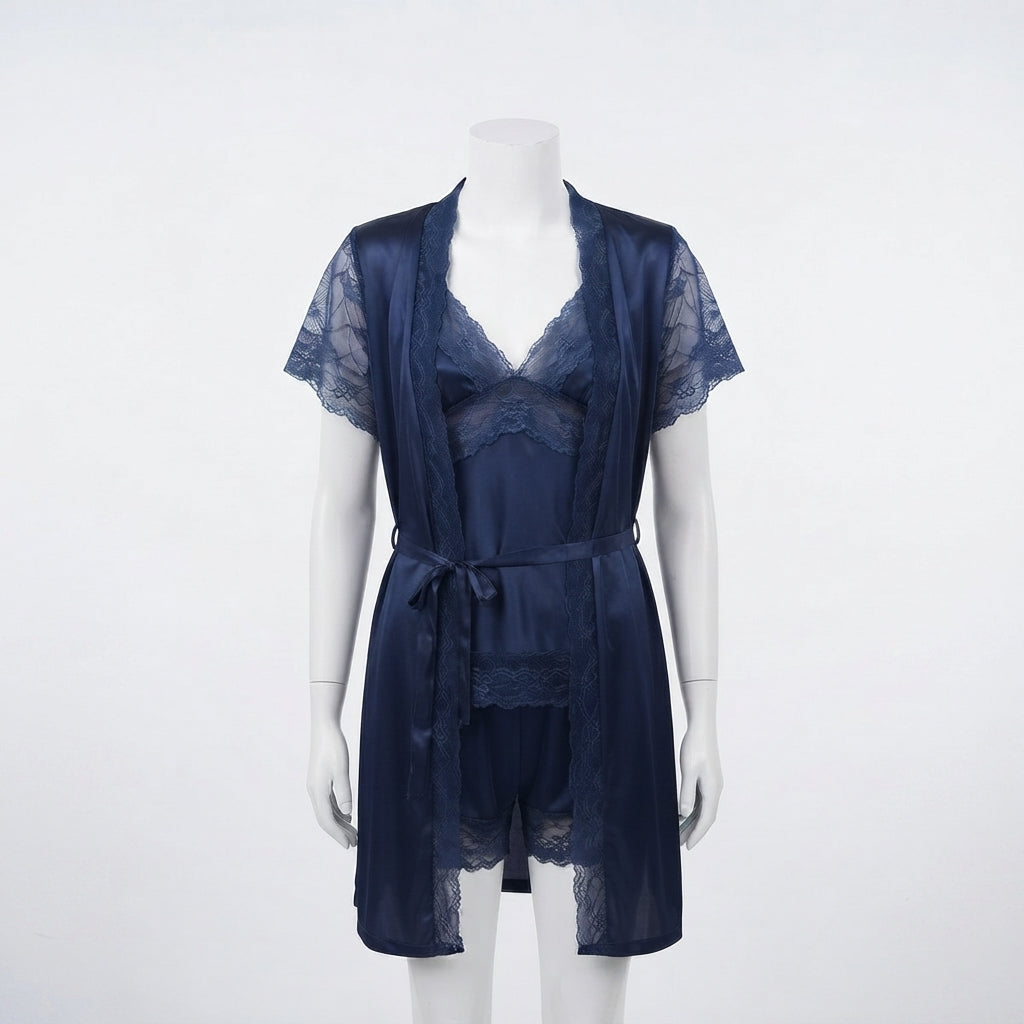 Elegance Silk-Feel Lounge Set with Matching Robe (JE-323)