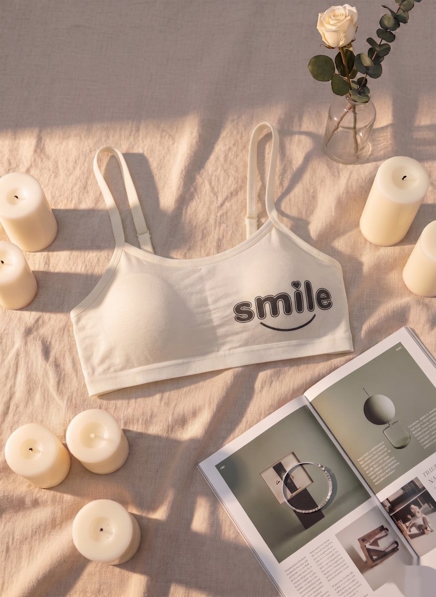 Smile Text Comfort Bra - Nude