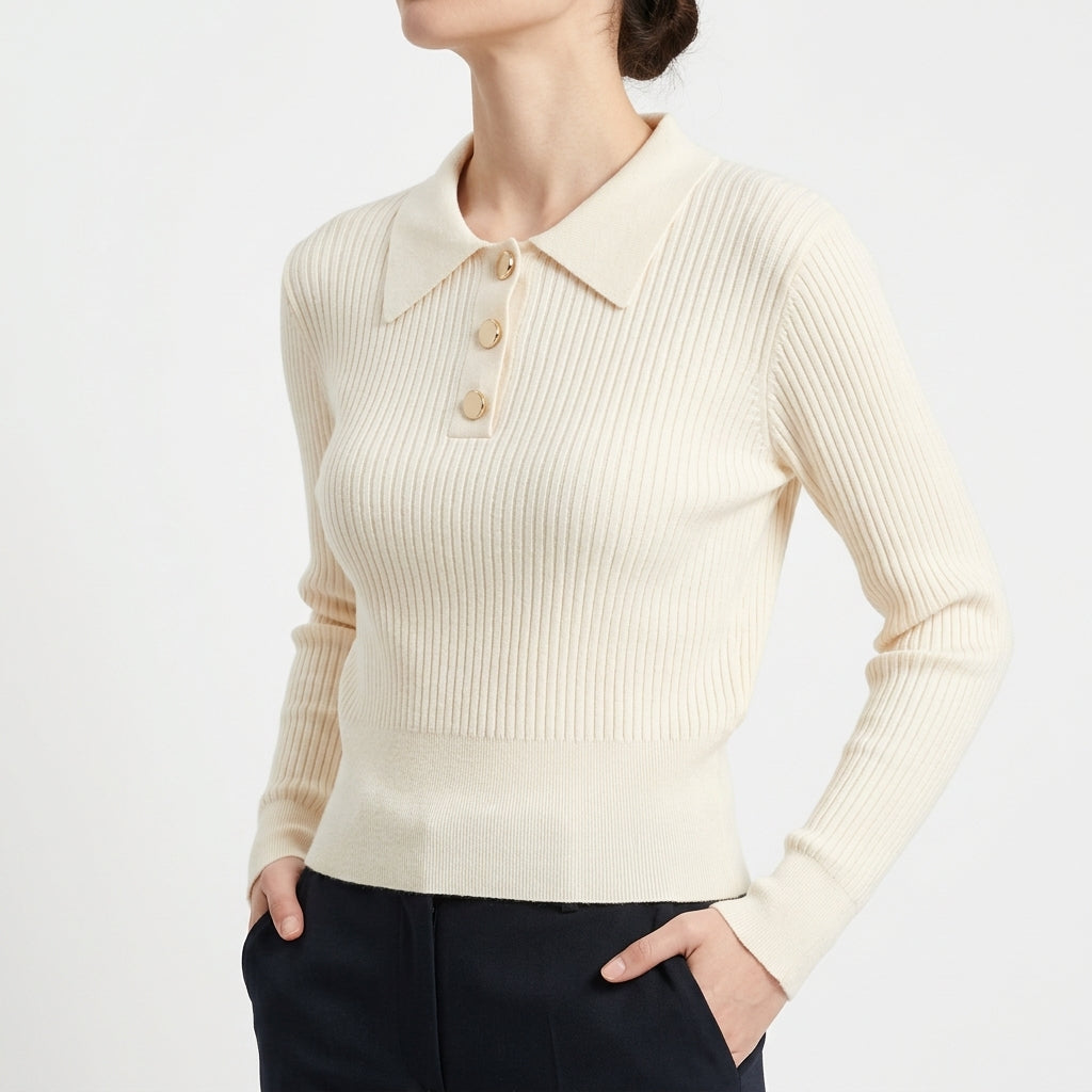 Buttoned Polo Knit (S-159)