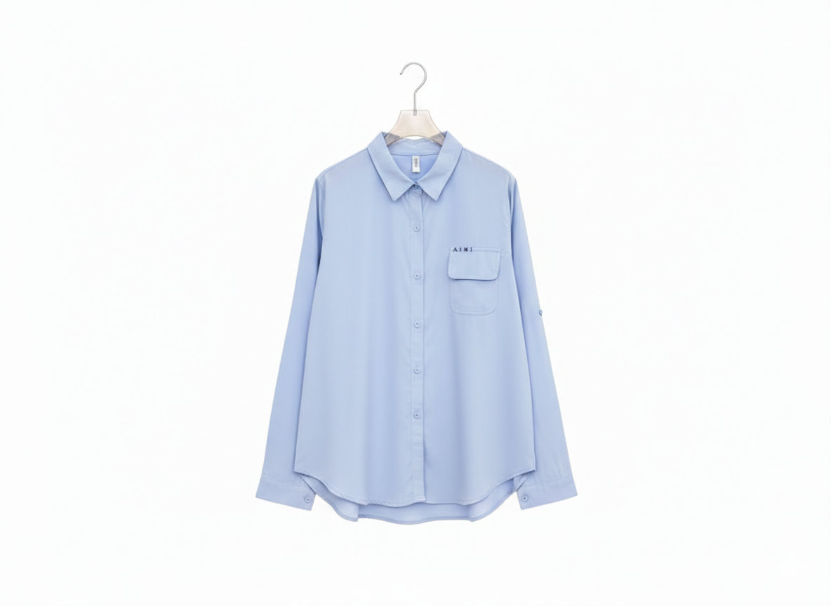 Versatile Collar Shirt One Pocket