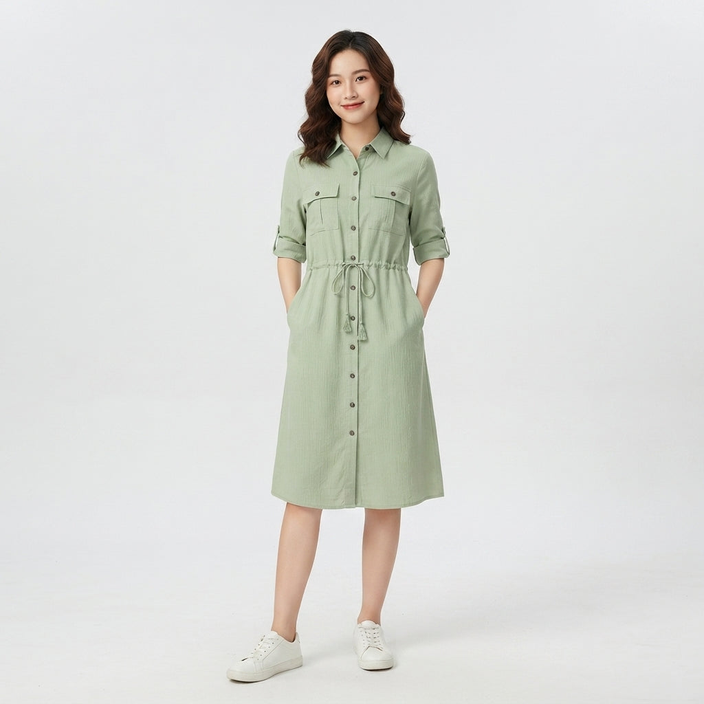 Pocket Detail Button-Up Dress (LC-266)