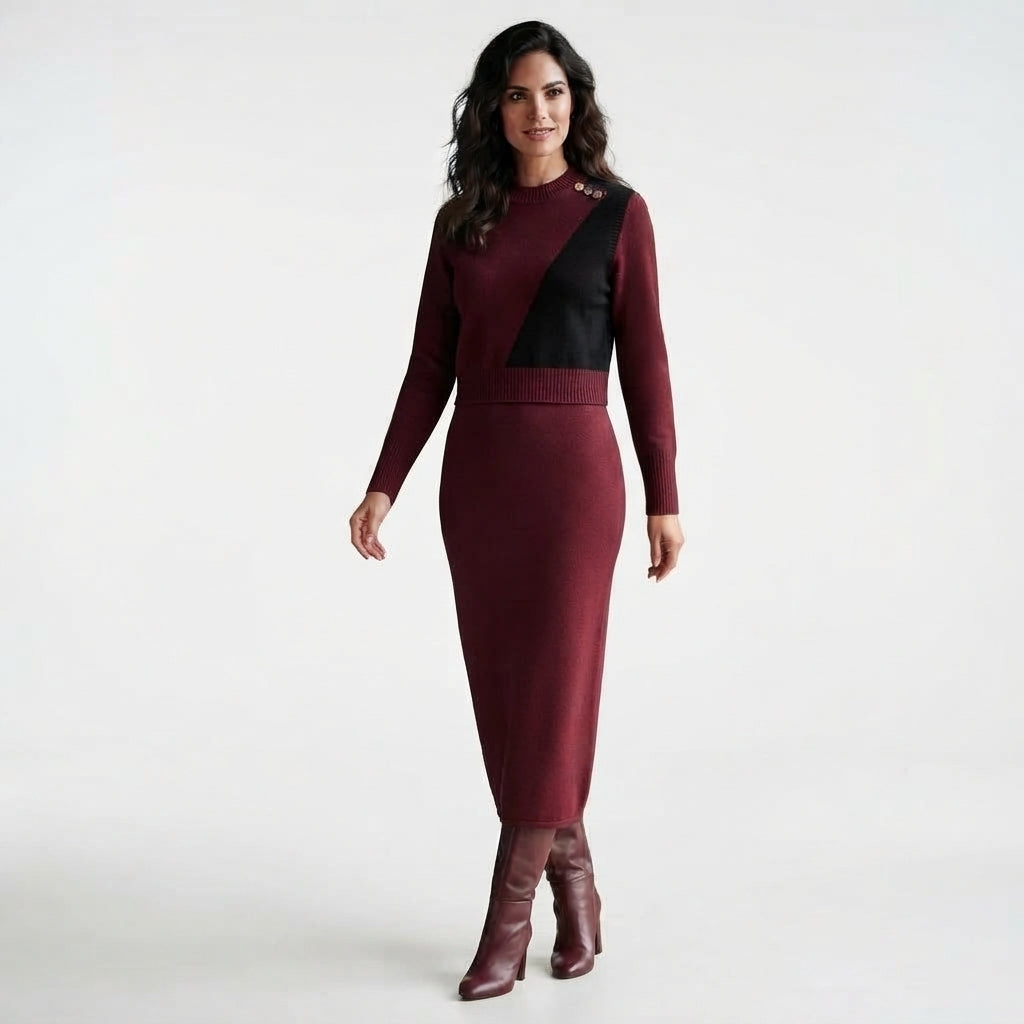 Long-Sleeve Pullover and Pencil Skirt Co-Ord (2092)