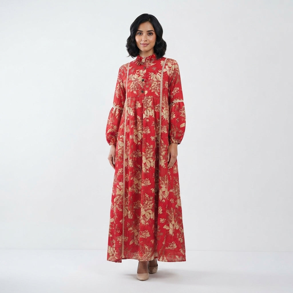 Floral Print Maxi Dress (A-215)
