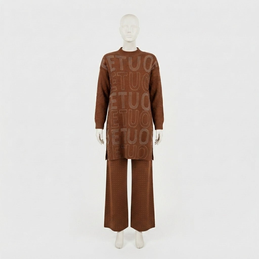 Letter Print Knit Co-ord Set (2088)