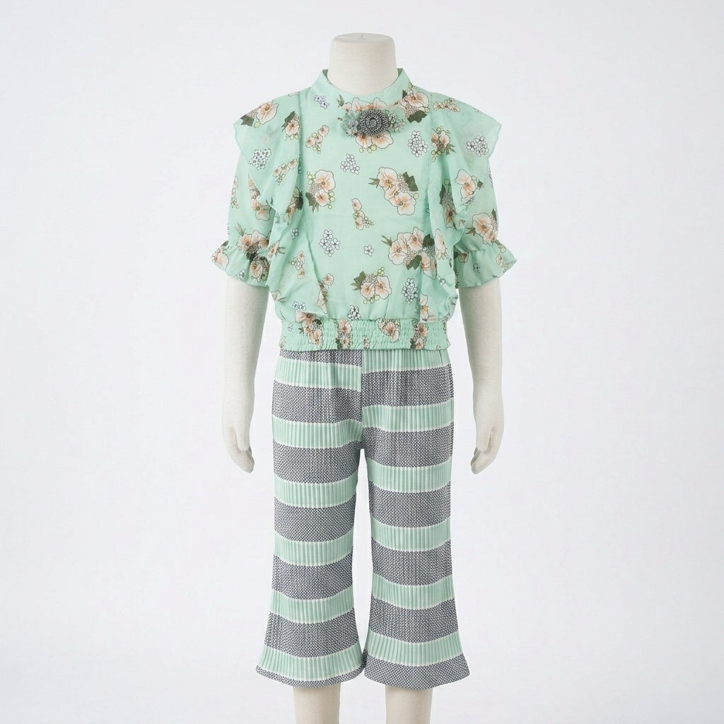 Lace Hem Flare 2-Piece Set for Girls (D2184)