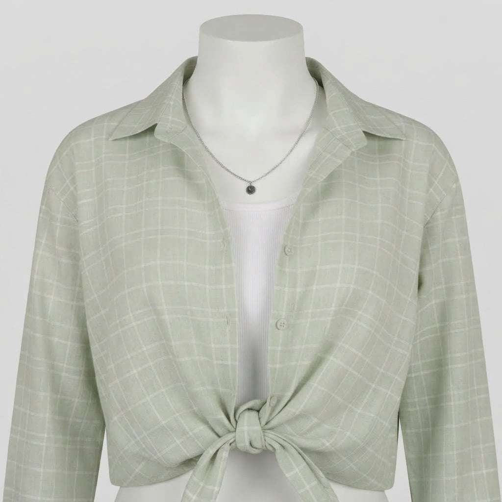 Grid Pattern Crop Top (9606)