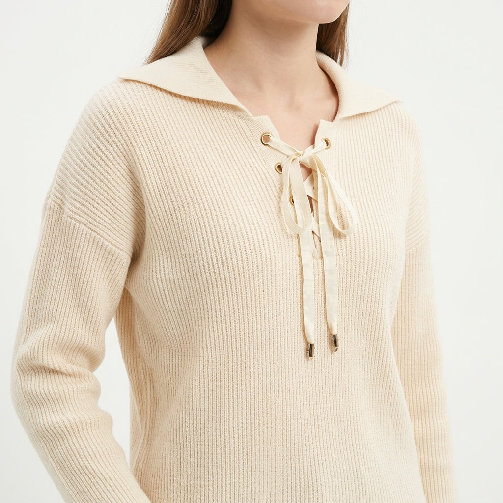 Lace-Up Knit Top (S-171)