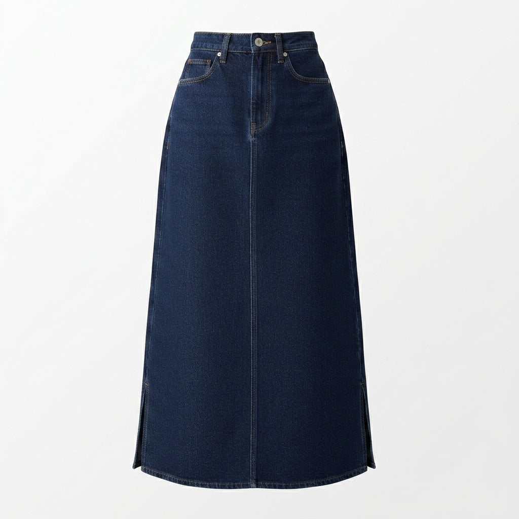 Denim Skirt Side Cut