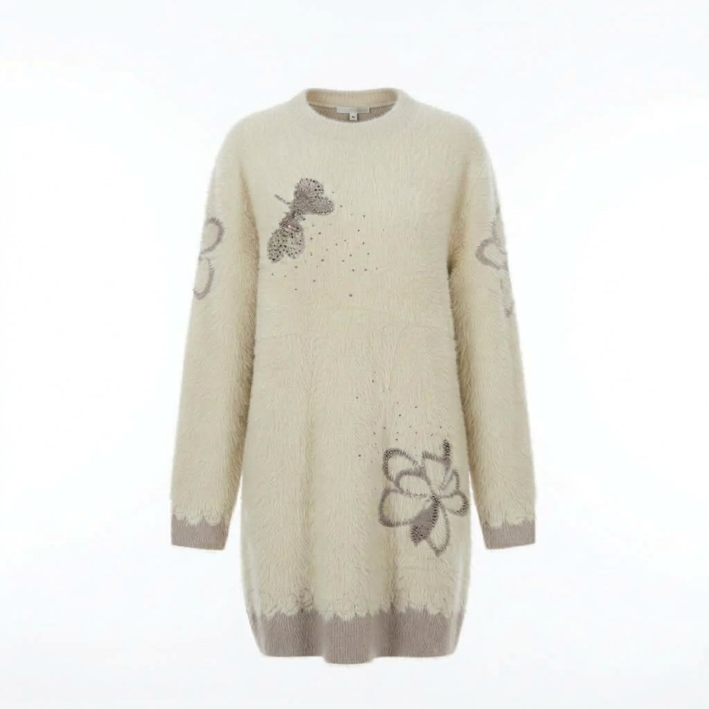 Fluffy Knit Sweater and Trousers Set (690658)
