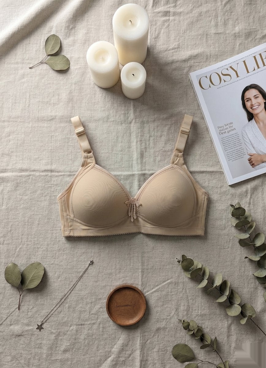 Lace Trim Elegant Bra - Brown/Gray