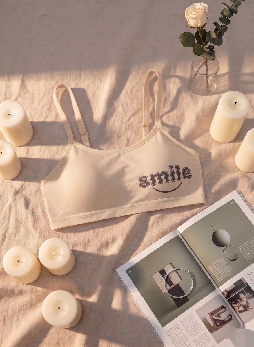 Smile Text Comfort Bra - Nude 2