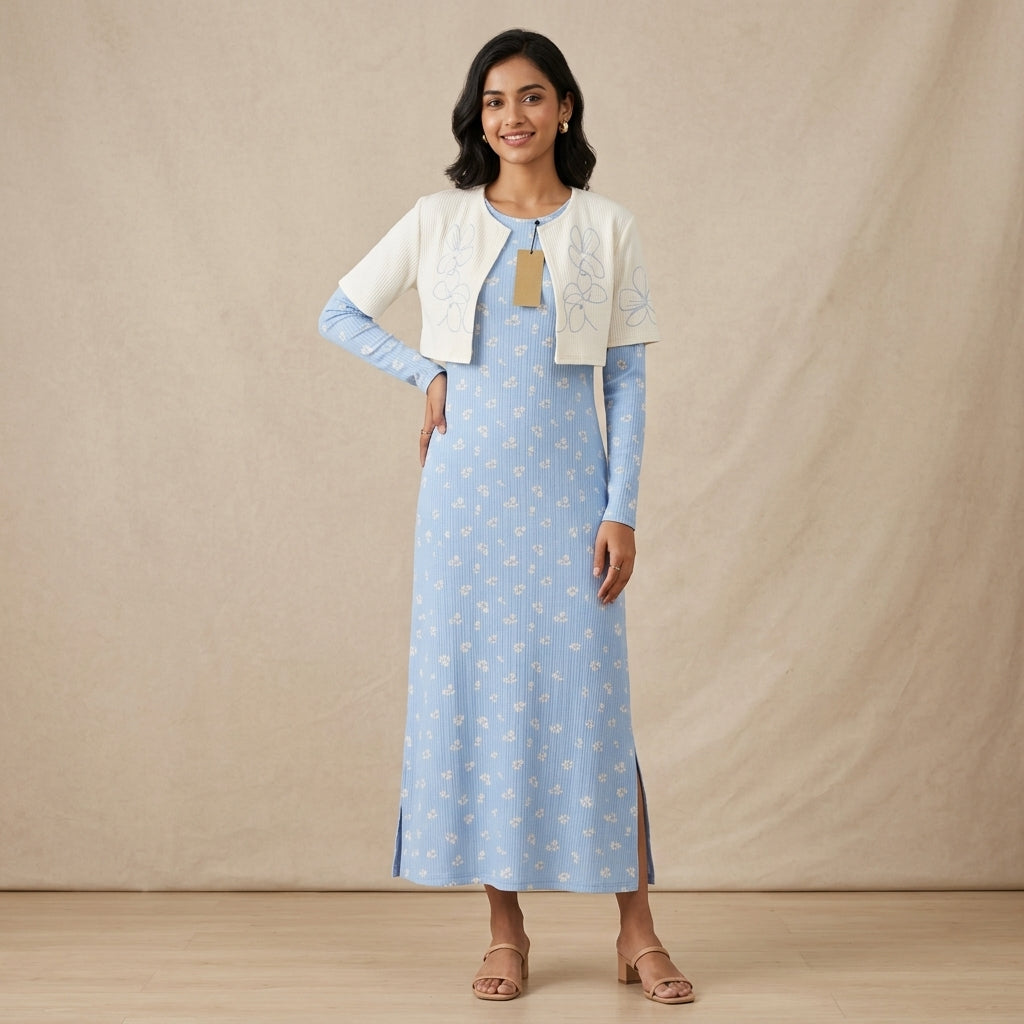 Floral Print Bolero & Maxi Set (VG1695)