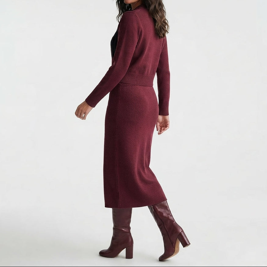 Long-Sleeve Pullover and Pencil Skirt Co-Ord (2092)