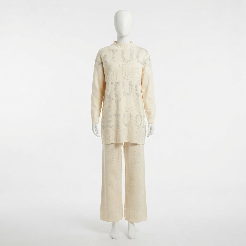 Letter Print Knit Co-ord Set (2088)