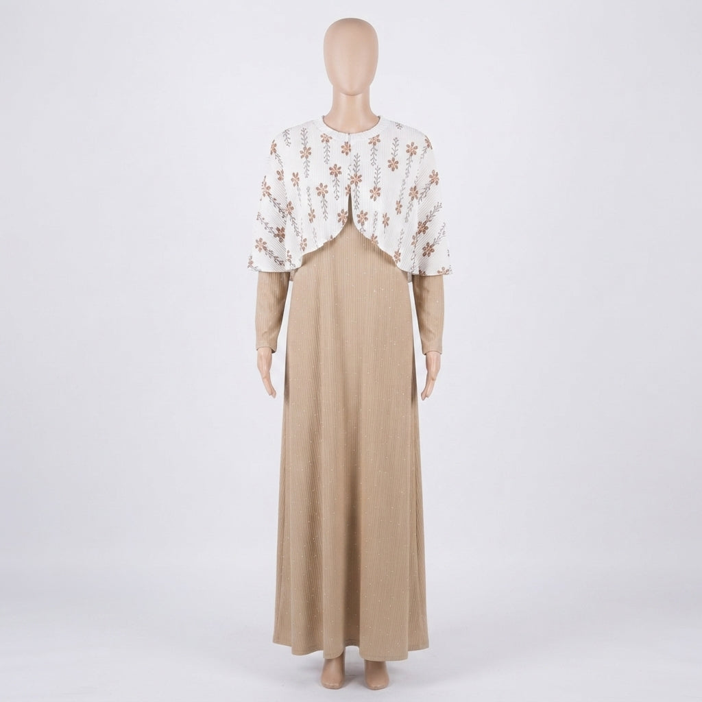 Elegant High-Neck Cape & Maxi Set (VG1690)