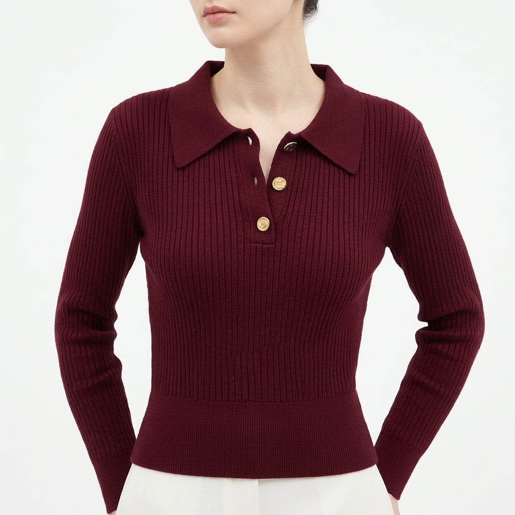 Buttoned Polo Knit (S-159)